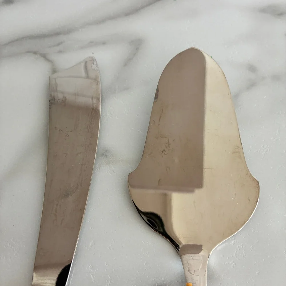 Vtg Gottinghen 18/10 Stainless Steel Cake Server Knife Set 24K Gold Italy
